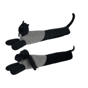 J-Line butoir de porte Chien + Chat Pied-De-Poul - polyrésine - noir/blanc - 2 pcs