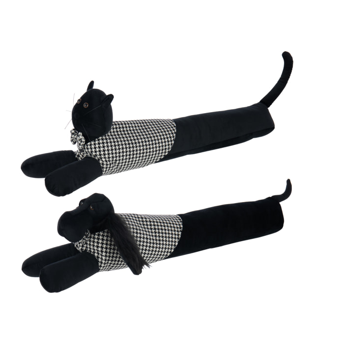 J-Line butoir de porte Chien + Chat Pied-De-Poul - polyrésine - noir/blanc - 2 pcs