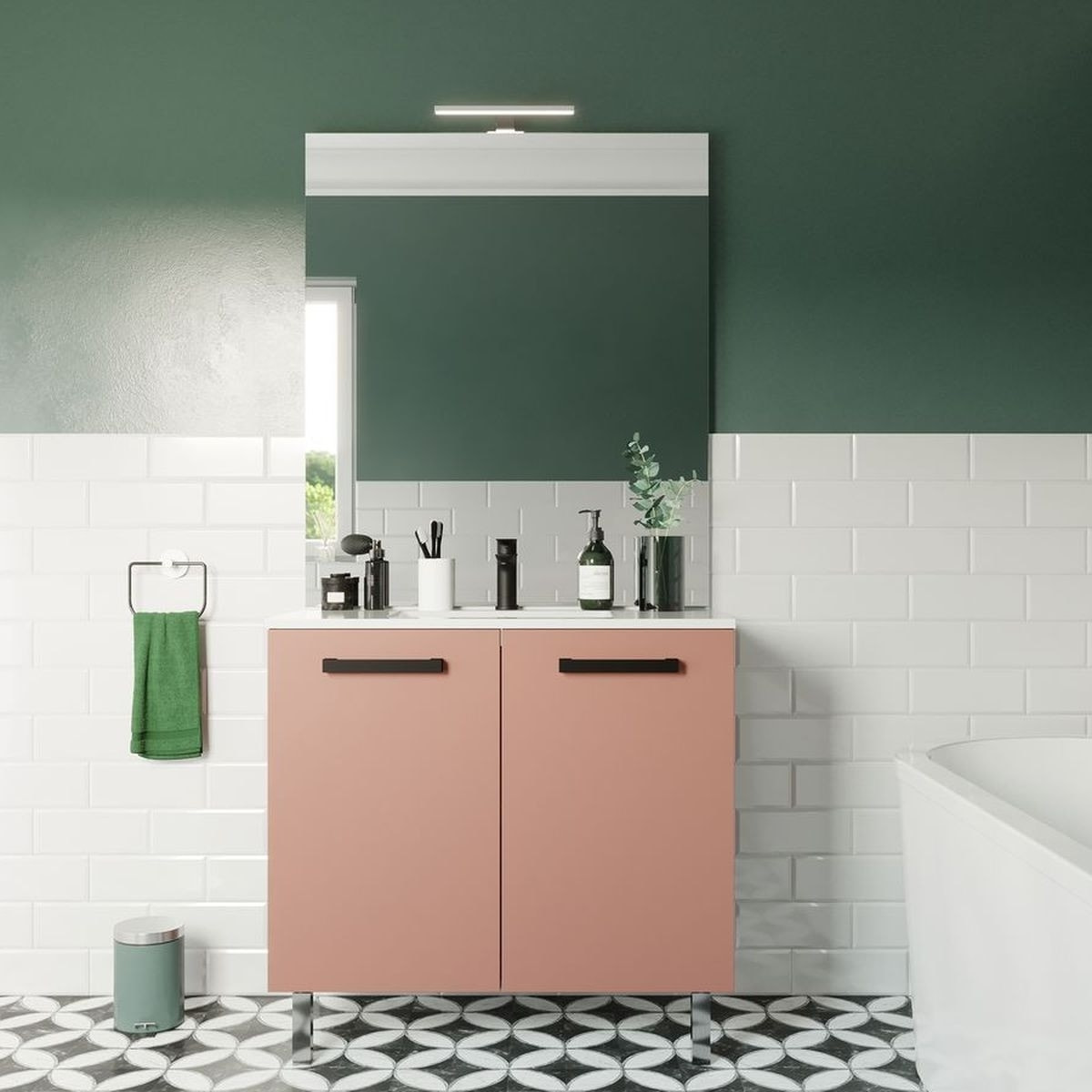 Meuble salle de bain vasque intégrée 2 portes - CHELSEA