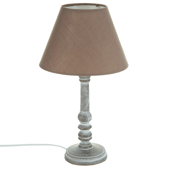 Lampe "Leo" taupe - bois H36 cm