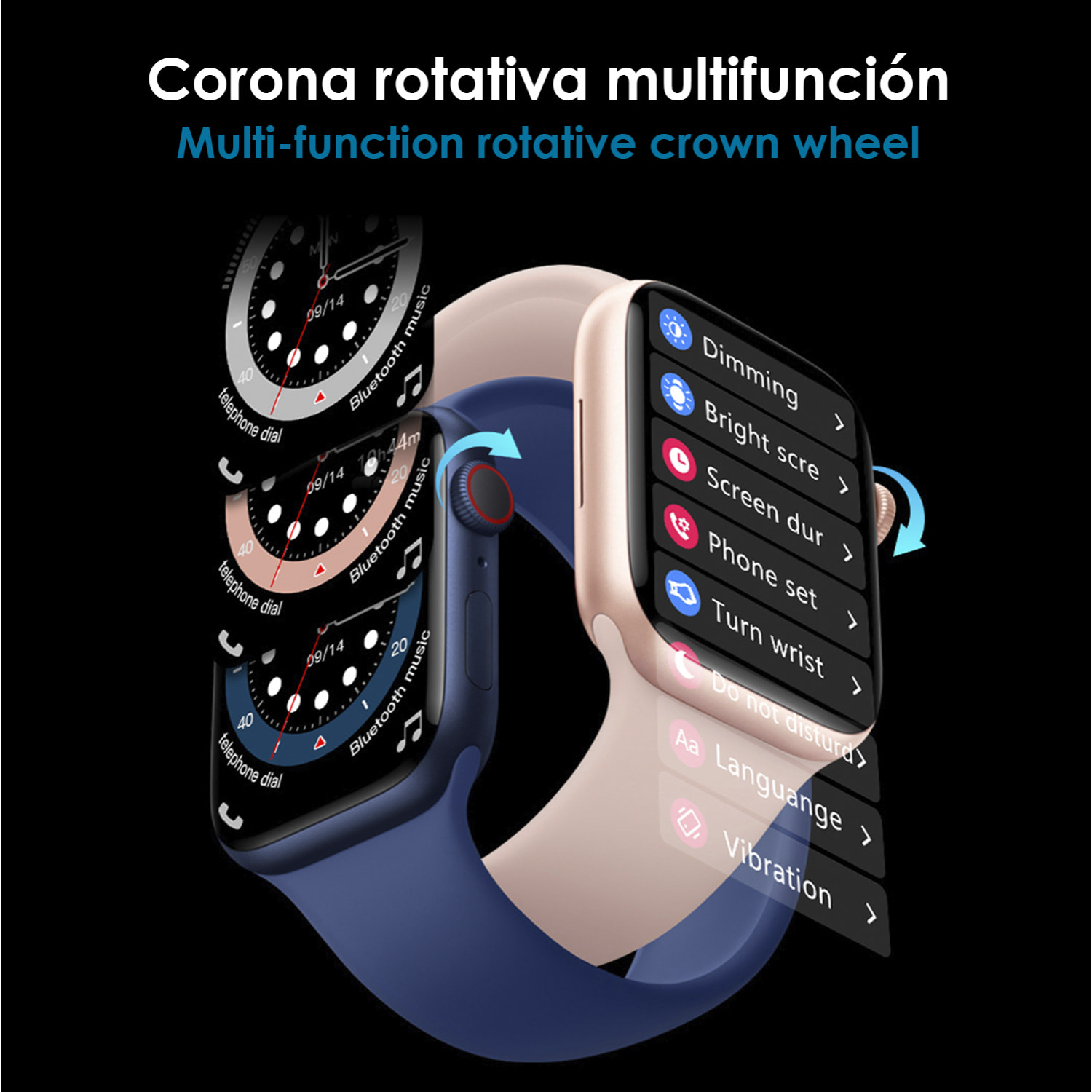 Smartwatch W29 Max con pantalla de 2.1 y modo always on. Monitor cardiaco 24h, O2 en sangre, notificaciones de Apps.