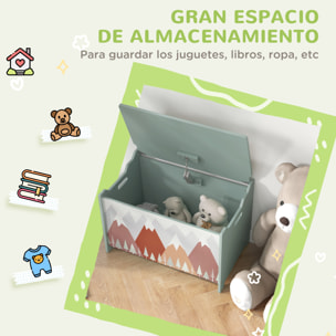 Cajas de Almacenamiento Cajas de Juguetes para Niños de 3 a 8 Años con 2 Asas y Estampado de Osos Carga 20 kg para Libros Ropas en Dormitorio Salón Comedor 60x37x39 cm Verde