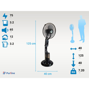 Ventilateur brumisateur à haut débit et 3 vitesses