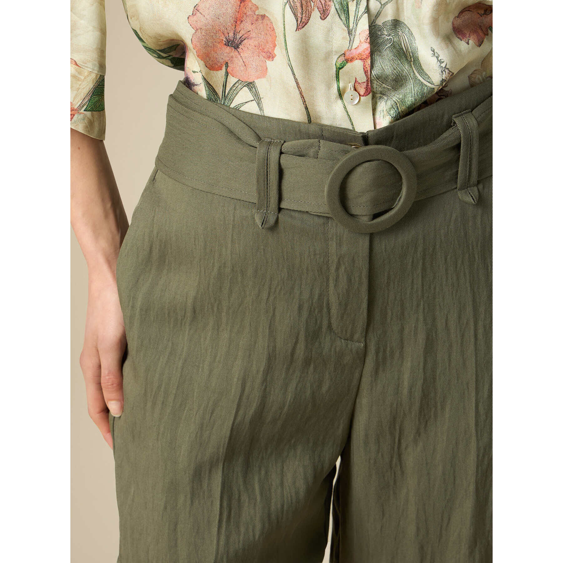 Oltre - Pantalones cortos en mezcla de tencel - Verde