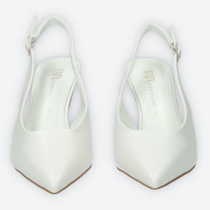 Décolleté sling back Donna Tata Italia Bianco