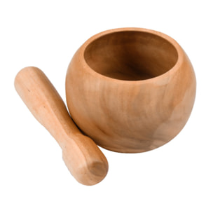 Pilon et mortier à épices en bois de teck en forme de bol - DIANE