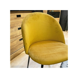 Chaise de repas tissu velours dossier capitonné pieds métal – CLEA 2