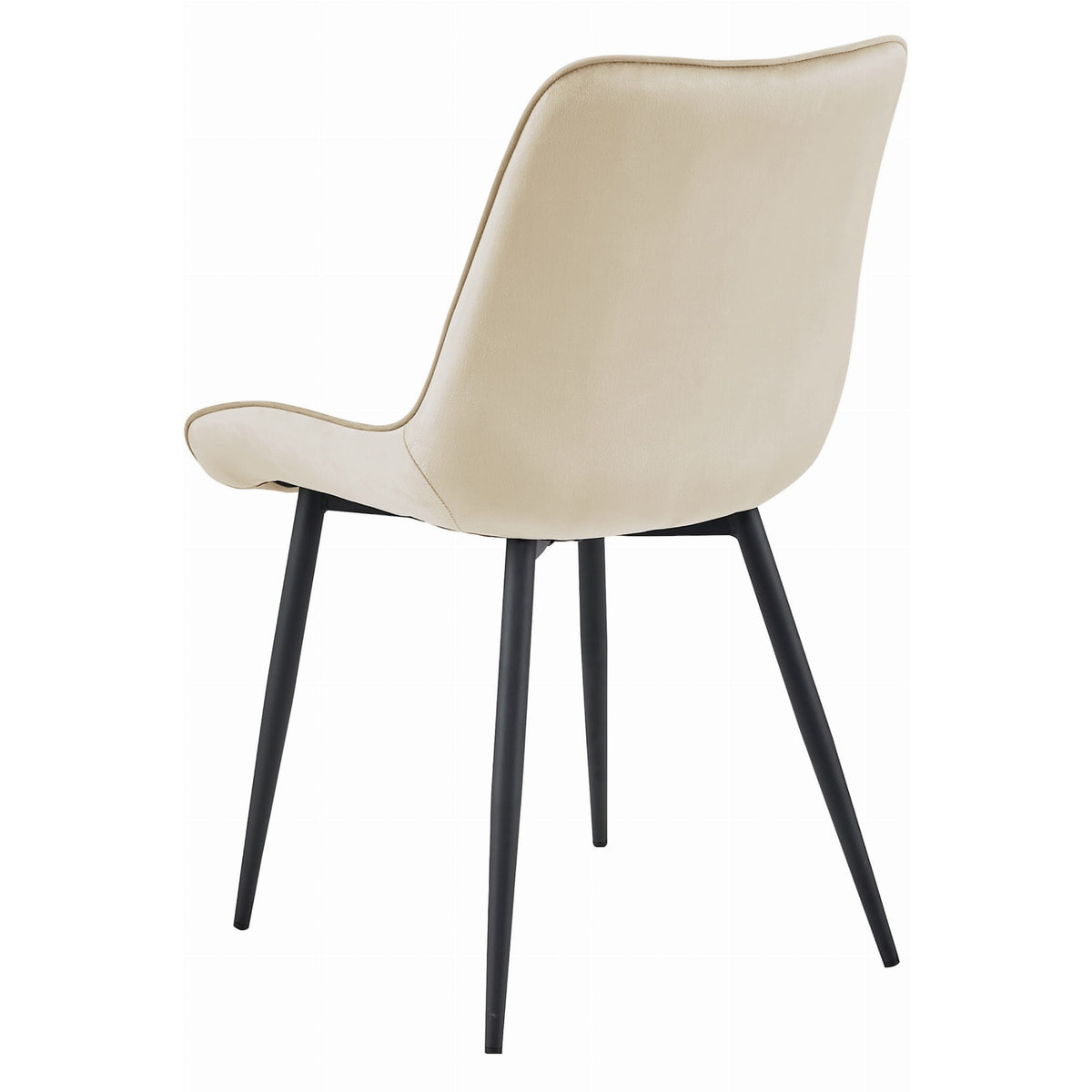 Set di 4 Sedie Bera in Velluto Beige con Gambe Nere