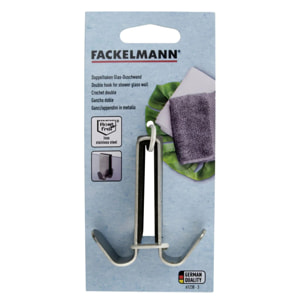 Lot de 2 doubles crochets pour paroi de douche en inox Fackelmann Tecno
