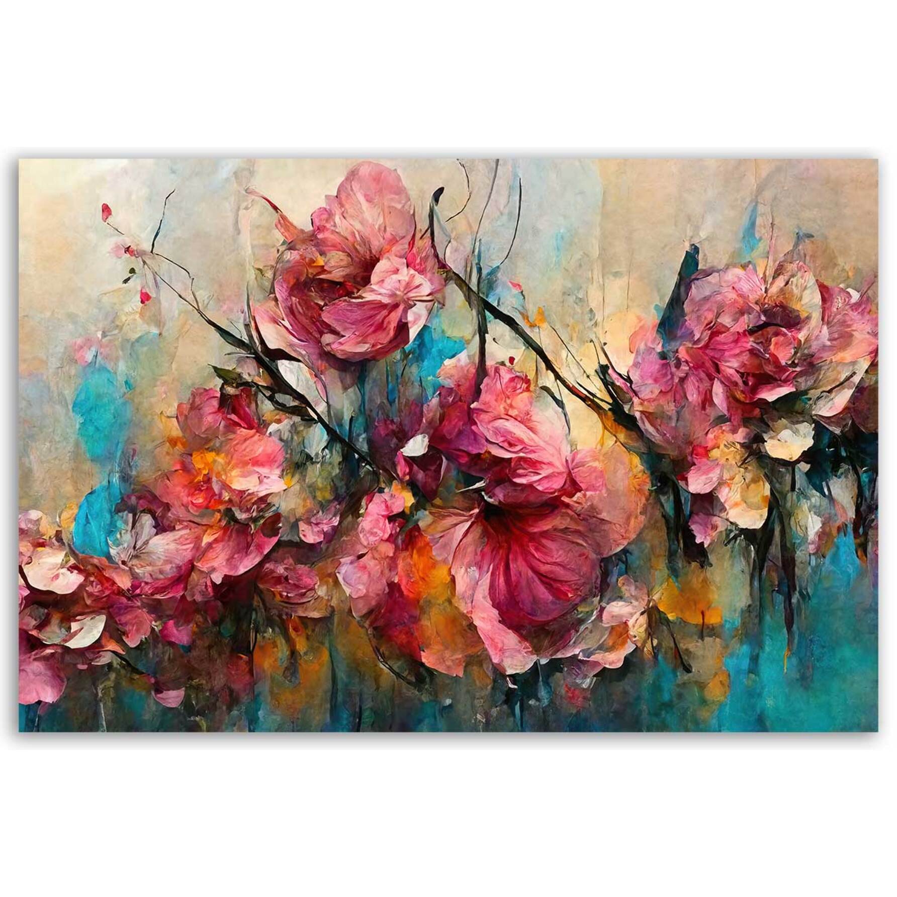 Tableau de fleurs Roses sauvages brutes Tableau alu Dibond