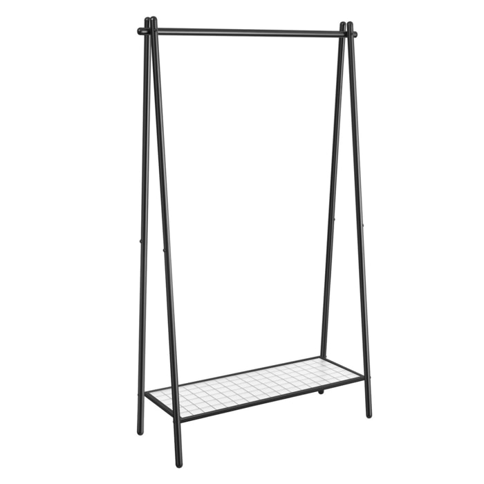 Stander appendiabiti Oskar in acciaio nero con ripiano