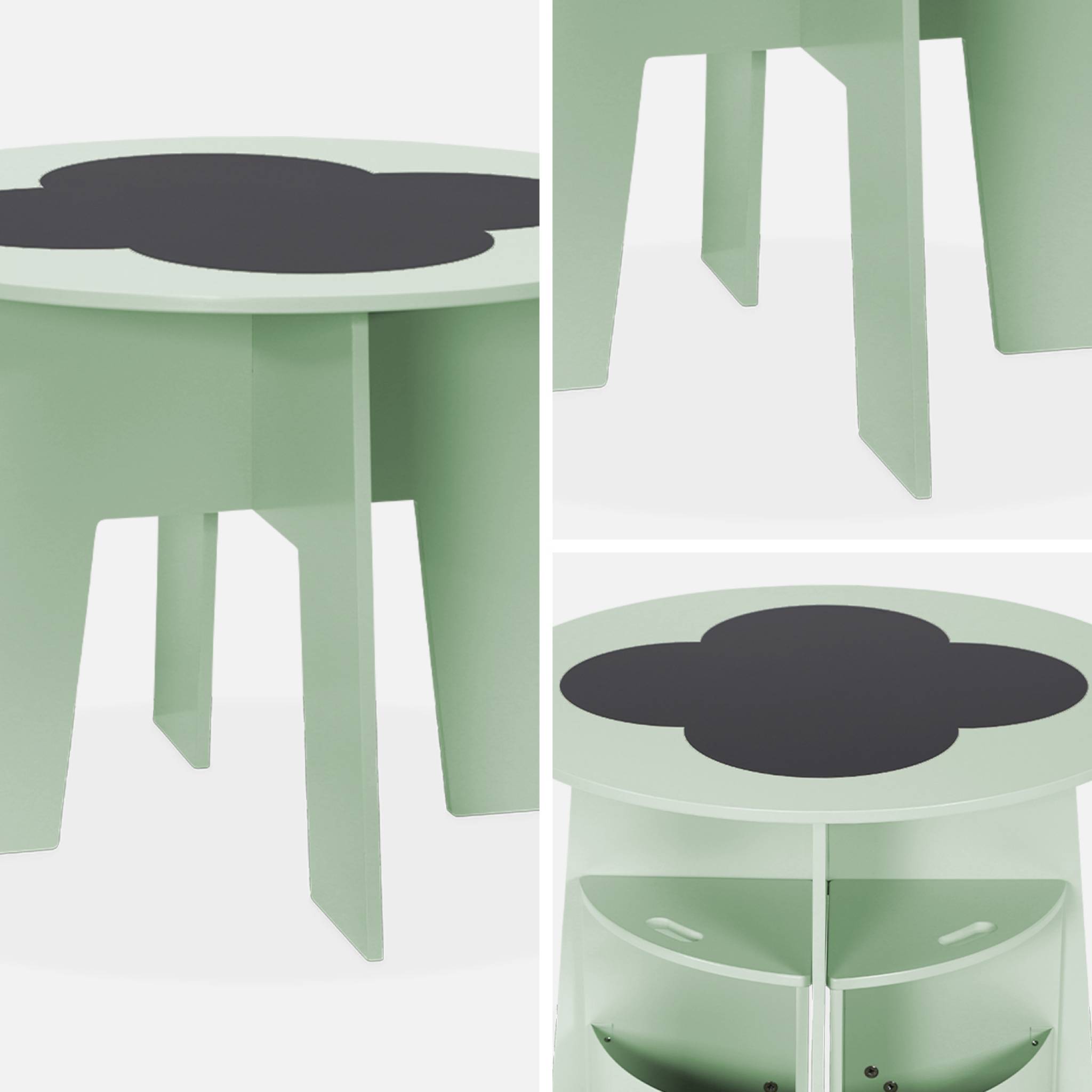 Table avec ardoise et 4 chaises avec rangement pour enfant
