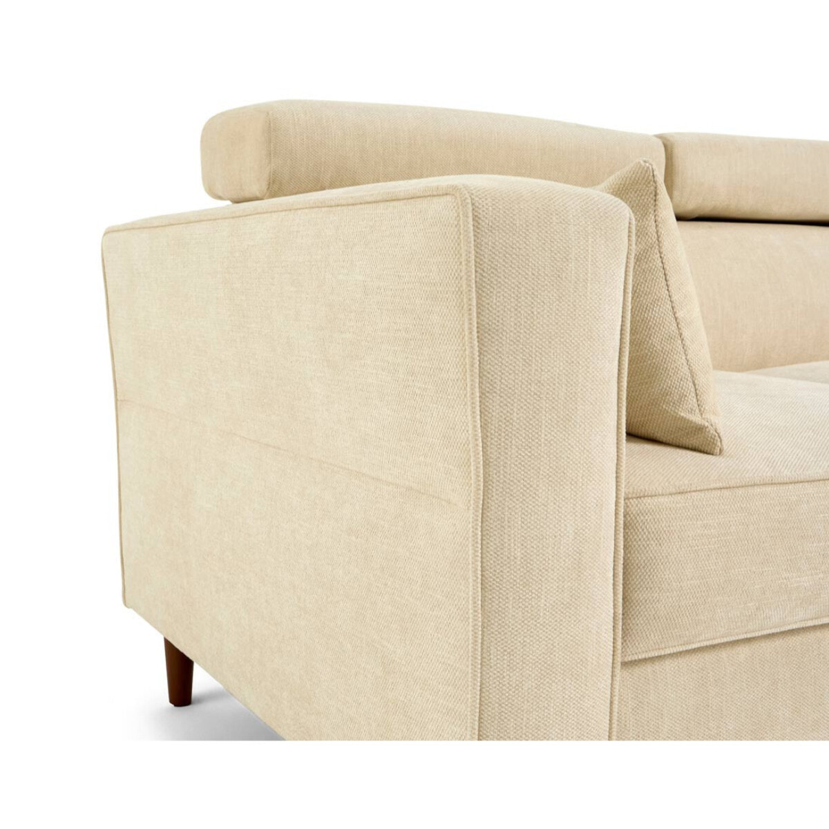 Alicante - canapé d'angle réversible convertible avec têtières - coffre - 4 places - en tissu texturé - Beige