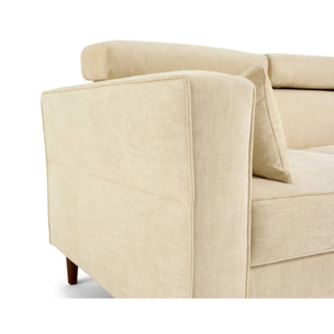Alicante - canapé d'angle réversible convertible avec têtières - coffre - 4 places - en tissu texturé - Beige