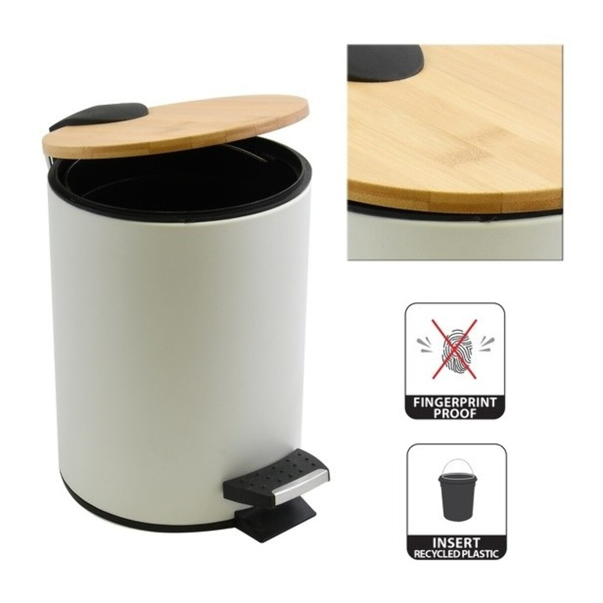 Set Poubelle à  pédale 5L & Brosse Wc ADONIS Blanc Spirella