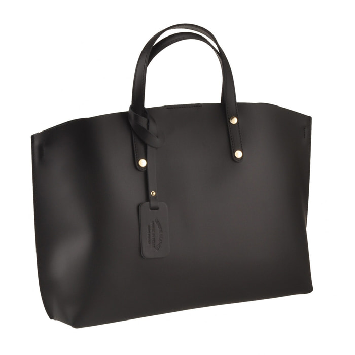 Borse Donna colore Nero-in pelle Made in Italy L46 cm X W30 cm X H8 cm