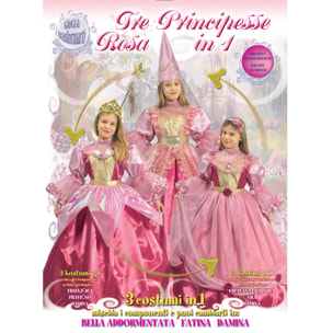 Principessa Sogno Rosa Costume Carnevale 3 Varianti In 1 Bambina