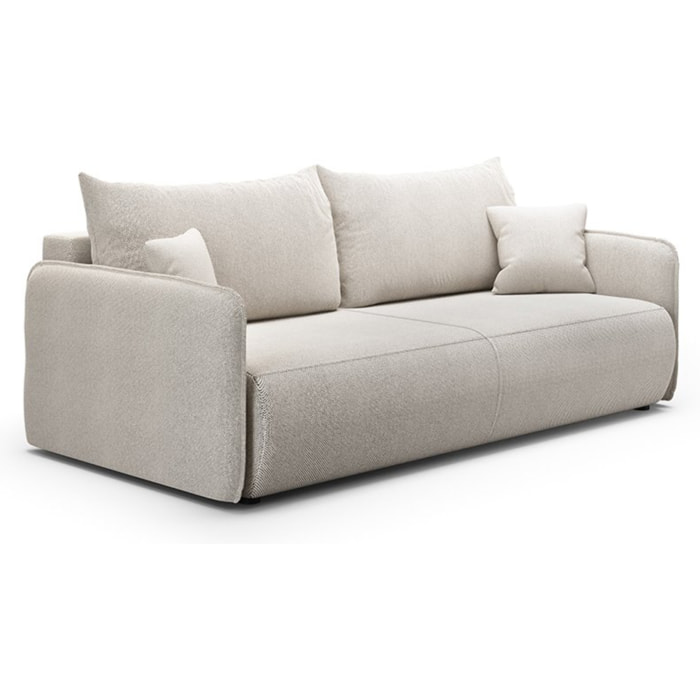 MILO - Canapé droit 3 place en tissu taupe