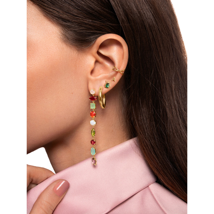 Orecchino Drop Orchid Argento Placcato Oro