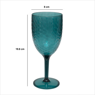 Verre à vin martelé "Estiva" bleu
