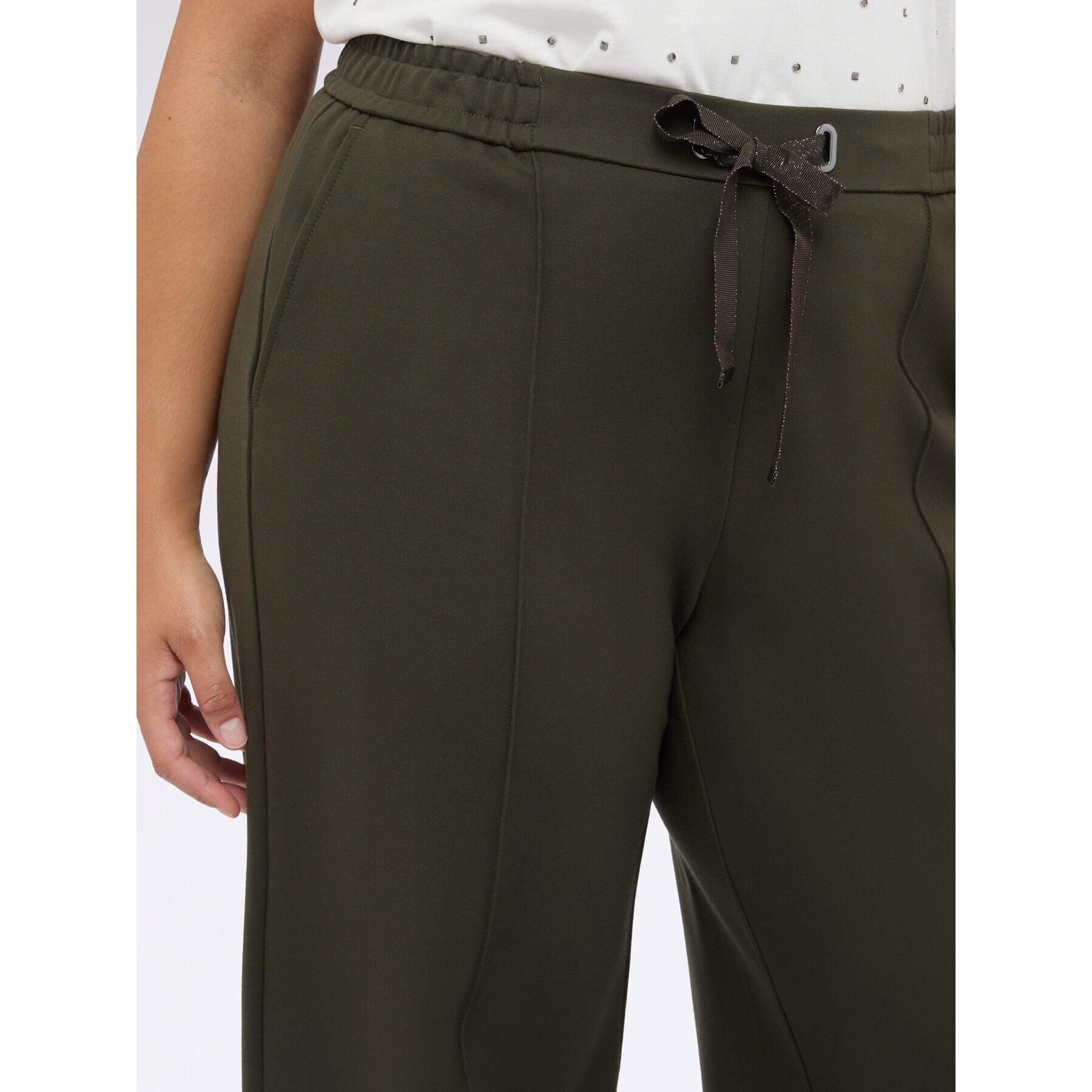 Fiorella Rubino - Pantalones wide leg en punto milano - Verde