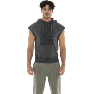 Felpa smanicata da uomo non garzata in tessuto lavato Leone Old Wash