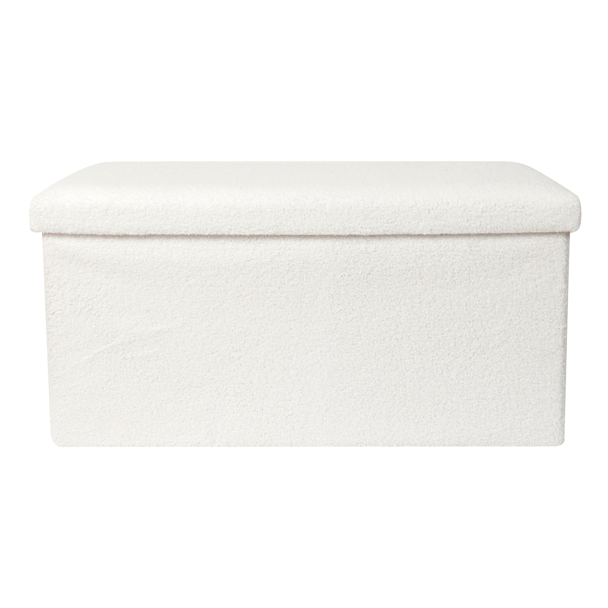 Coffre Banc Pliable Bouclette Blanc