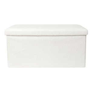 Coffre Banc Pliable Bouclette Blanc