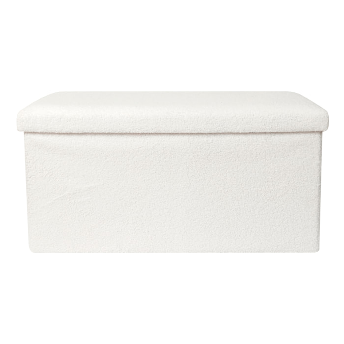 Coffre Banc Pliable Bouclette Blanc