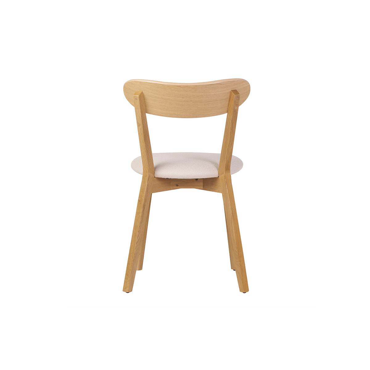 Chaises vintage en bois clair chêne et tissu effet laine bouclée blanc (lot de 2) DOVE