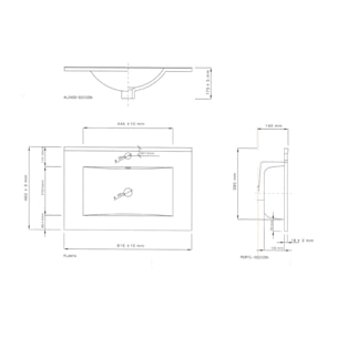 Lavabo cerámico rectangular 60x45 cm Volga Blanco