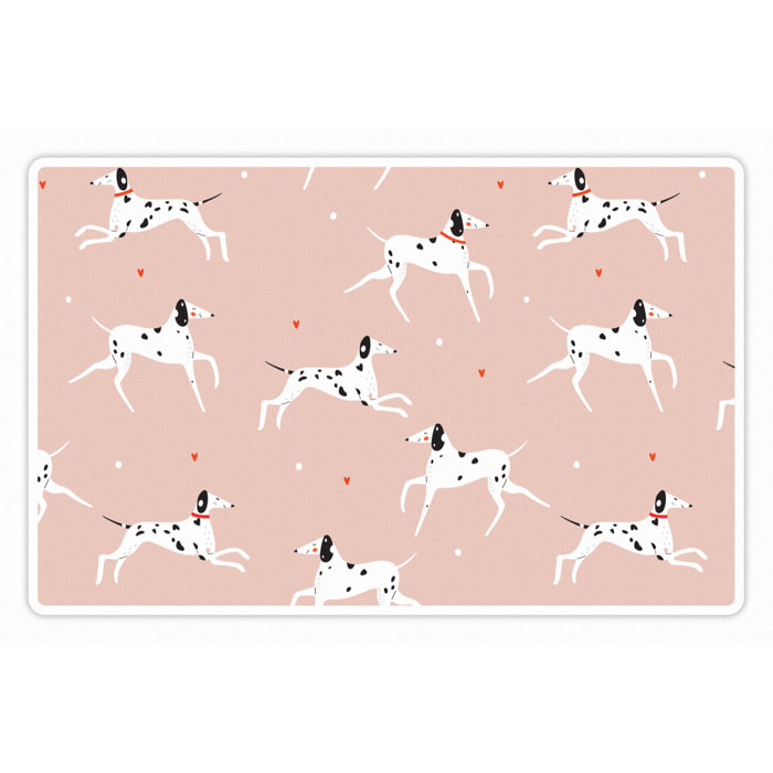 Alfombra de vinilo mascotas CERAMIKO, Dálmatas rosa 48x75 cm