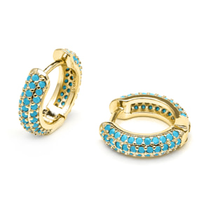 Pendientes de 9mm de diámetro acabado oro amarillo de 18k y Turquesa