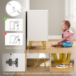 Aparador para Salón Aparador de Entrada con 2 Puertas y Estantes Ajustables Armario de Almacenamiento para Cocina Sala 80x40x75 cm Blanco Brillo