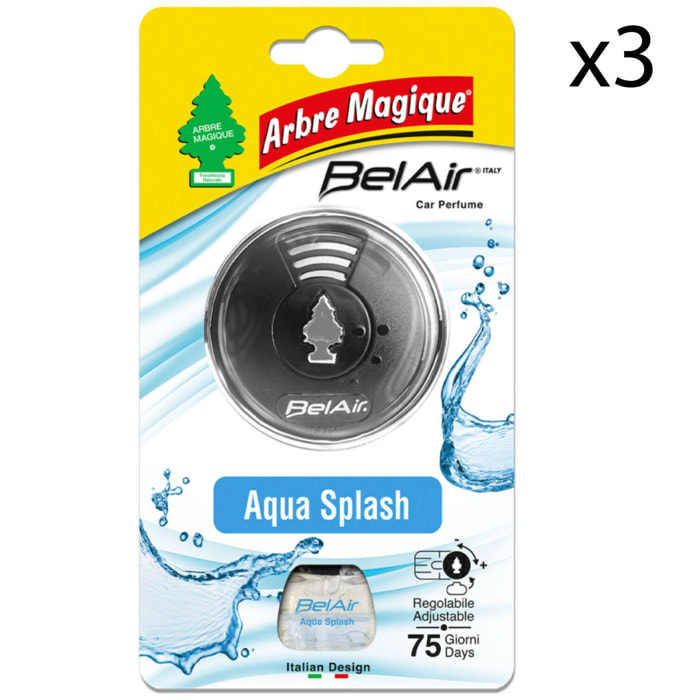 3x Arbre Magique BelAir Aqua Splash Profumatore per Auto Fragranza Lime e Lavanda