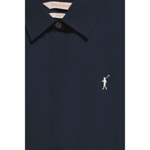 Camisa slim de popelín azul marino con logo bordado Rigby Go