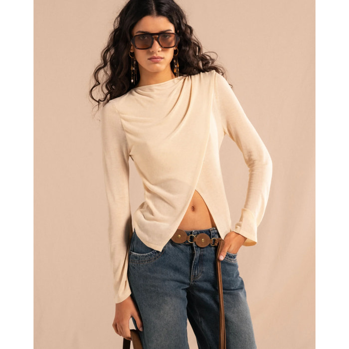 Jersey fino con foulard de mujer