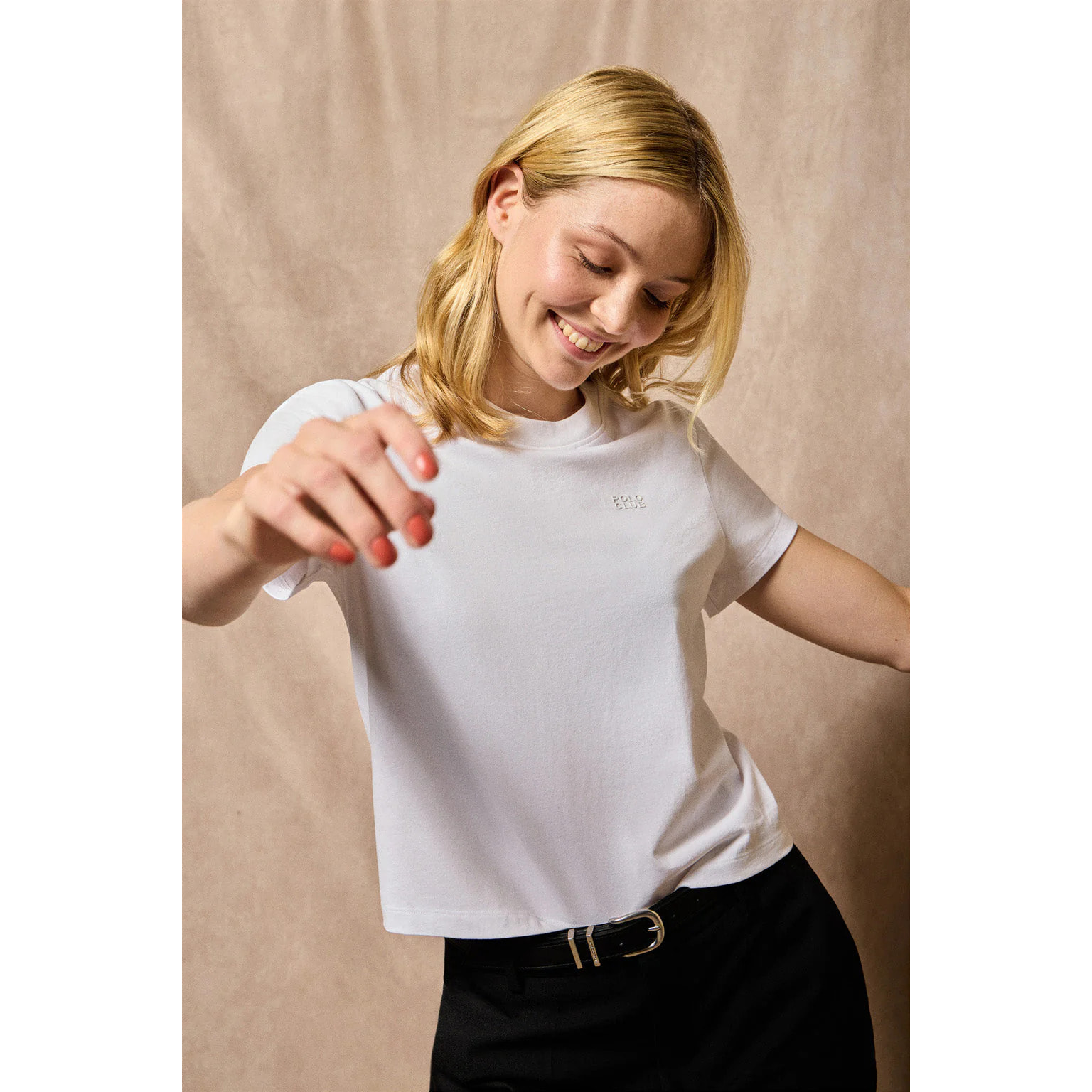 Camiseta Tori blanca con print engomado Polo Club