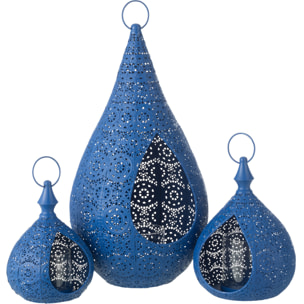 J-Line Photophore Drop Metal/Verre Bleu Large