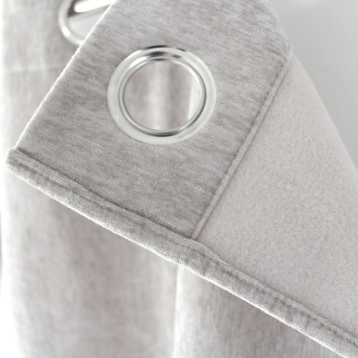 Rideau thermique en velours doublé polaire - Gris clair