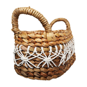 Panier décoratif ovale tressé en jacinthe d’eau avec anses 31 cm - TRICE