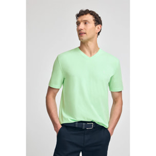 Camiseta color menta de manga corta y cuello de pico con bordado Rigby Best