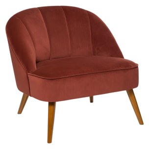 Fauteuil "Naova" velours rose terracotta