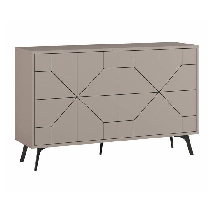 Credenza Earl, Buffet da soggiorno, Madia da salotto, Dispensa da cucina, 123x35 h62 cm, Beige
