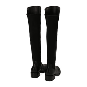 Overknee neri in eco-pelle, tacco 4 cm