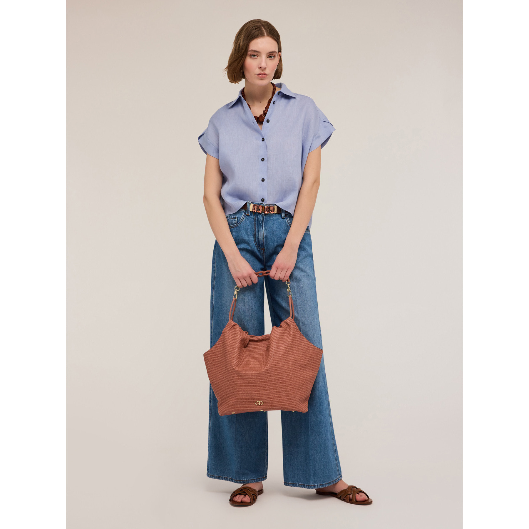 Motivi - Camisa de manga corta de lino - Light - blue
