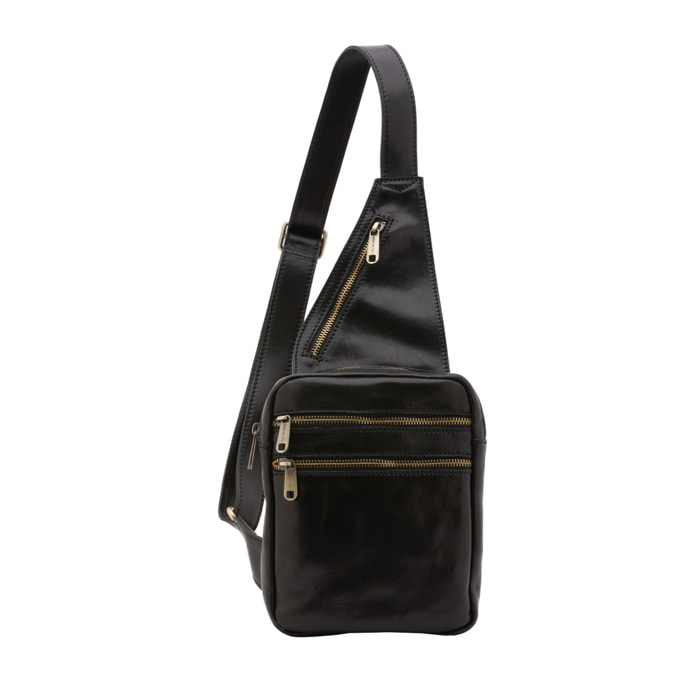 Borsa a tracolla uomo in vera pelle - Modello False - Made in Italy - 17.0 x 23.0 x 4.0 cm