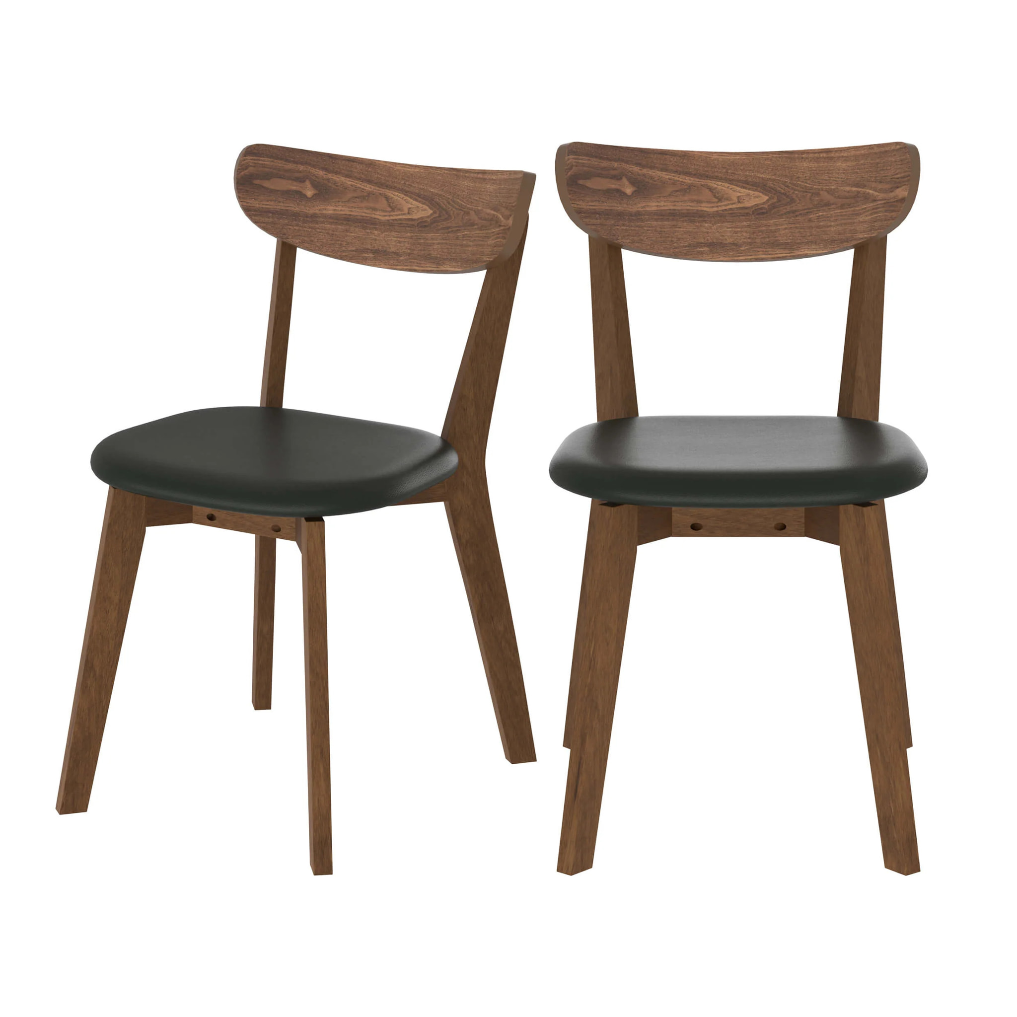 Lot de 2 chaises en cuir synthétique noir et bois de frêne - Tabata