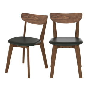 Lot de 2 chaises en cuir synthétique noir et bois de frêne - Tabata
