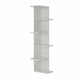 Libreria Dlunett, Scaffale da ufficio, Mobile portalibri, Biblioteca, 37x24h141 cm, Bianco